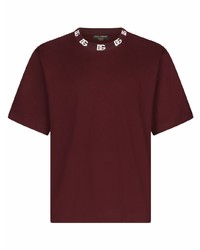 Мужская темно-красная футболка с круглым вырезом от Dolce & Gabbana