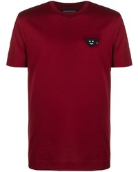 Мужская темно-красная футболка с круглым вырезом от Emporio Armani