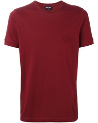Мужская темно-красная футболка с круглым вырезом от Giorgio Armani