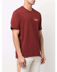 Мужская темно-красная футболка с круглым вырезом от Levi's