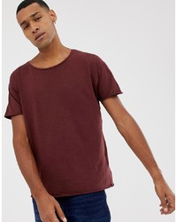 Мужская темно-красная футболка с круглым вырезом от Nudie Jeans