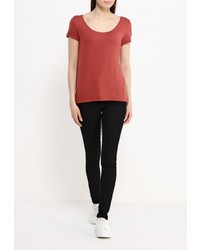 Женская темно-красная футболка с круглым вырезом от Only