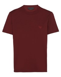 Мужская темно-красная футболка с круглым вырезом от Prada