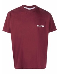 Мужская темно-красная футболка с круглым вырезом от Sunnei