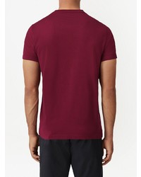 Мужская темно-красная футболка с круглым вырезом от Burberry