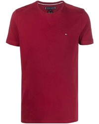 Мужская темно-красная футболка с круглым вырезом от Tommy Hilfiger