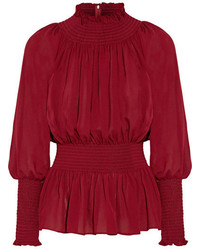 Темно-красная шелковая блузка от Elie Saab