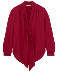 Темно-красная шелковая блузка от Maiyet