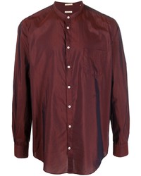 Мужская темно-красная шелковая рубашка с длинным рукавом от Massimo Alba