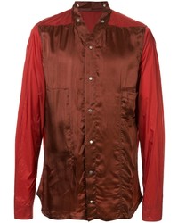 Мужская темно-красная шелковая рубашка с длинным рукавом от Rick Owens