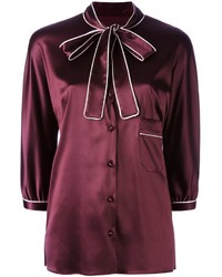 Женская темно-красная шелковая рубашка от Dolce & Gabbana
