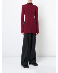 Женская темно-красная шерстяная водолазка от Yang Li