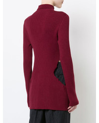 Женская темно-красная шерстяная водолазка от Yang Li