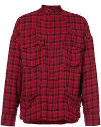 Мужская темно-красная шерстяная куртка-рубашка в шотландскую клетку от Haider Ackermann
