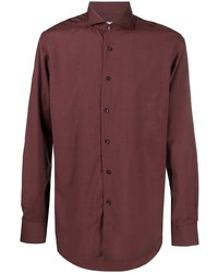 Мужская темно-красная шерстяная рубашка с длинным рукавом от Xacus