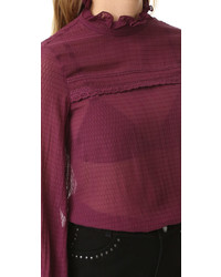 Темно-красная шифоновая блузка от Saloni