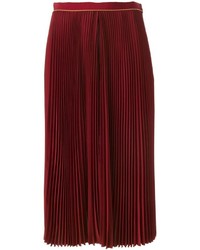 Темно-красная юбка-миди со складками от Sacai