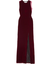 Темно-красное бархатное вечернее платье от Galvan