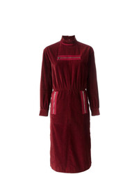 Темно-красное бархатное платье-миди от Courrèges Vintage