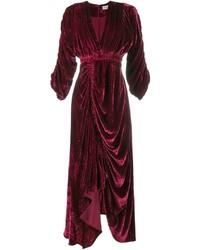 Темно-красное бархатное платье-миди от Preen by Thornton Bregazzi