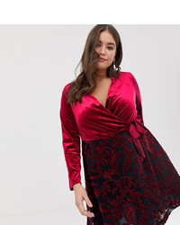 Темно-красное бархатное платье с запахом от Lovedrobe