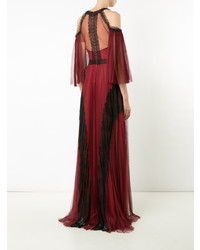 Темно-красное вечернее платье из фатина от Marchesa Notte