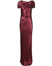 Темно-красное вечернее платье с пайетками от Badgley Mischka