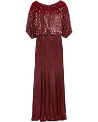 Темно-красное вечернее платье с пайетками от Jenny Packham
