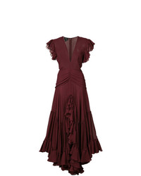Темно-красное вечернее платье с рюшами от Giambattista Valli
