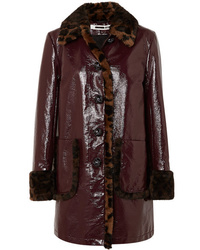 Женское темно-красное кожаное пальто от McQ Alexander McQueen