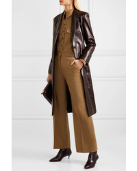 Женское темно-красное кожаное пальто от Theory