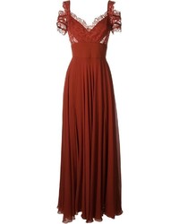 Темно-красное кружевное вечернее платье от Elie Saab