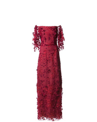 Темно-красное кружевное вечернее платье от Marchesa Notte