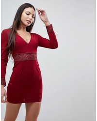 Темно-красное кружевное облегающее платье от AX Paris
