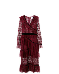 Темно-красное кружевное платье-миди от Perseverance London