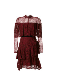 Темно-красное кружевное платье с пышной юбкой от Perseverance London