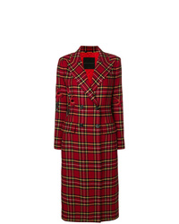 Женское темно-красное пальто в шотландскую клетку от Ermanno Scervino