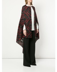 Темно-красное пальто-накидка с принтом от Roland Mouret