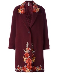 Женское темно-красное пальто с вышивкой от Antonio Marras