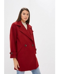 Женское темно-красное пальто от Clabin