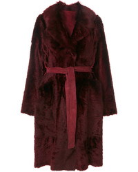 Женское темно-красное пальто от Yves Salomon