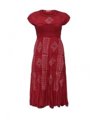 Темно-красное платье-макси от Indiano Natural