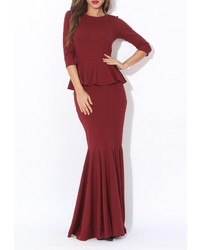 Темно-красное платье-макси от Tutto Bene