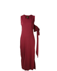 Темно-красное платье-миди в вертикальную полоску от Romeo Gigli Vintage