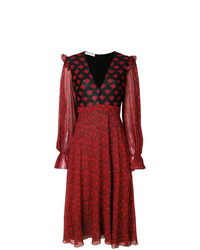 Темно-красное платье-миди с цветочным принтом от Philosophy di Lorenzo Serafini