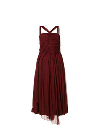 Темно-красное платье-миди со складками от N°21
