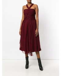 Темно-красное платье-миди со складками от N°21