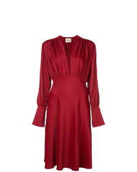 Темно-красное платье-миди от Khaite