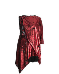 Темно-красное платье прямого кроя с пайетками от MARQUES ALMEIDA