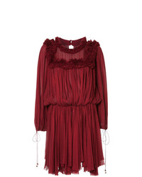 Темно-красное платье прямого кроя с рюшами от Maria Lucia Hohan